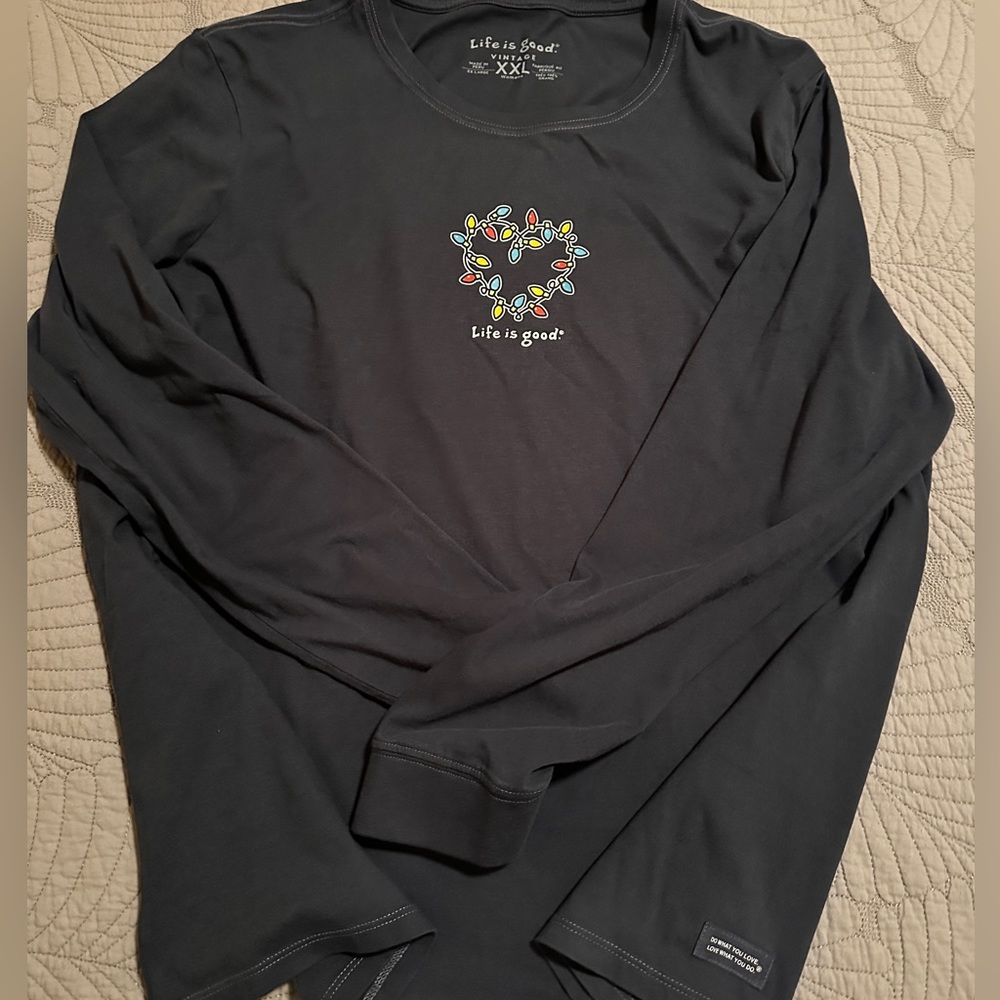 Life is Good long sleeve Christmas t-shirt. NWOT